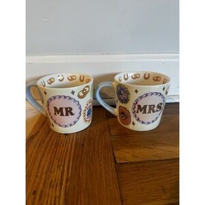 Eleanor Bowmer Mr And Mrs Mug Set Badge Style Graphics Gift Engagement Wedding